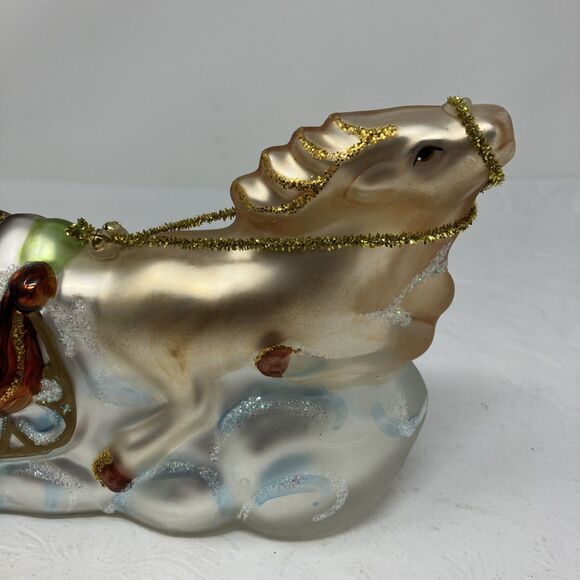 PESCHKA Hand Blown Glass Christmas Santa Sleigh Tree Gifts Reindeer Figurine 9" - Picture 14 of 14